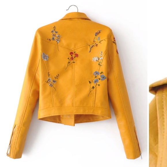 Jackets & Coats Yellow Floral Biker Jacket Poshmark